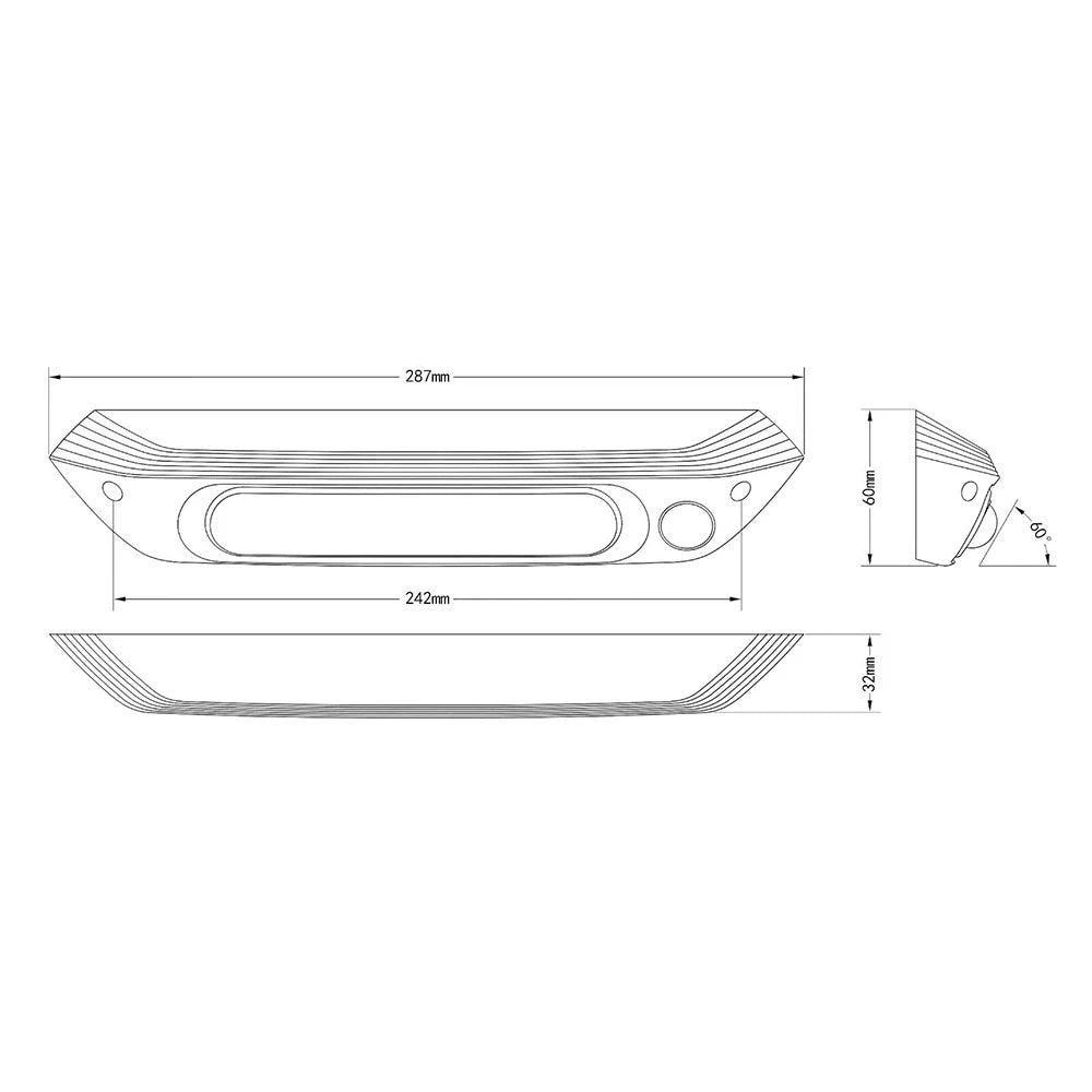 287mm Dual LED Awning Light 12/24V Amber & White Waterproof Caravan RV Lamp With Switch