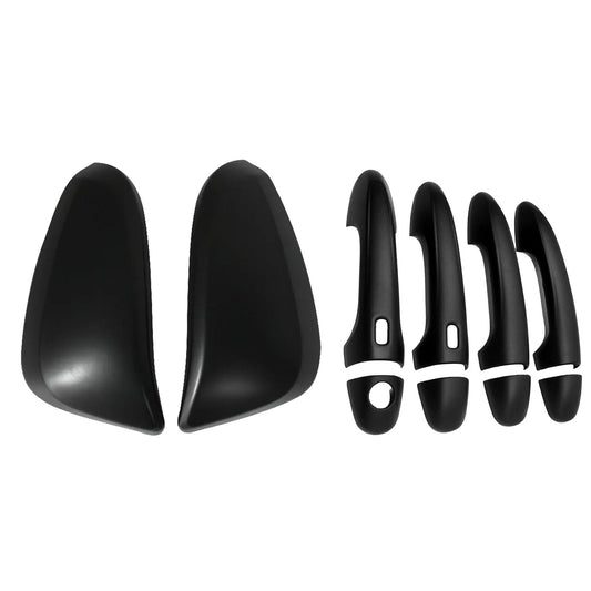 Black Mirror Covers + Door Handles Kit Suitable for Toyota Hilux 2015 - 2023